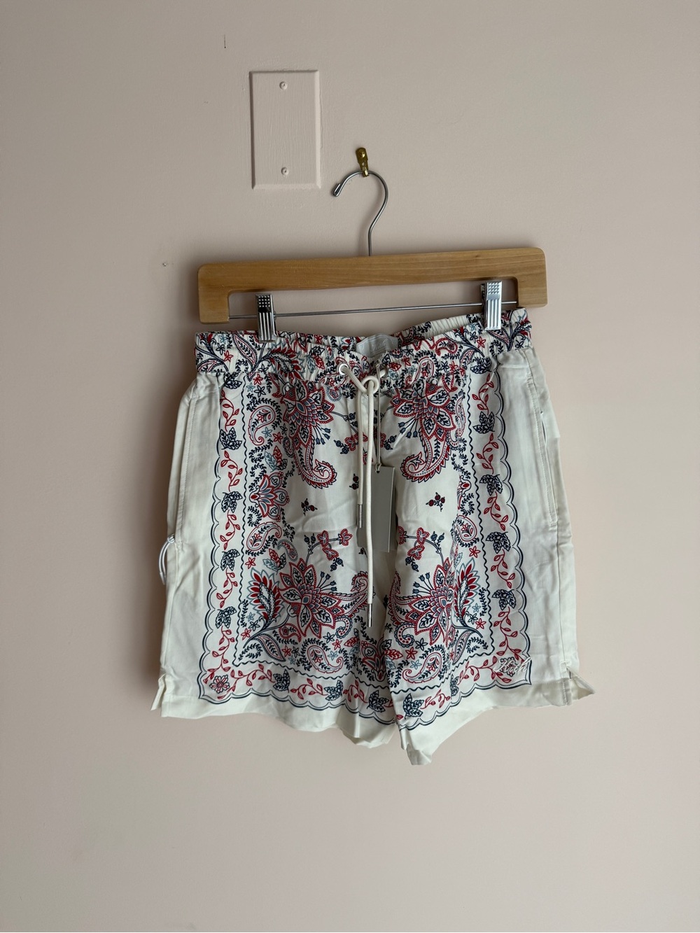 NWT Kith White Paisley-Print High Waist Drawstring Shorts